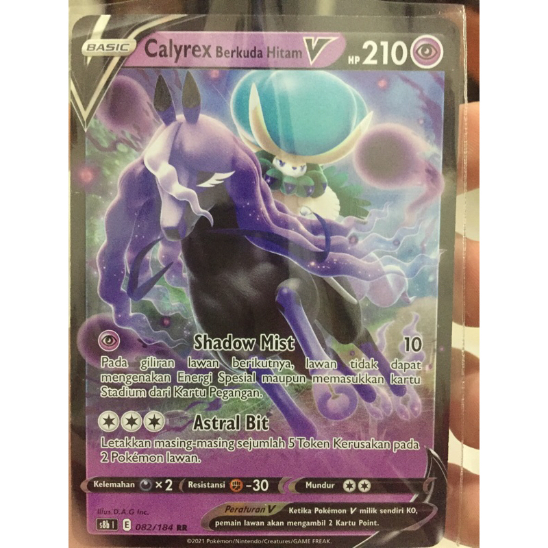 KARTU POKEMON CALYREX BERKUDA HITAM V RR INDONESIA HOLO
