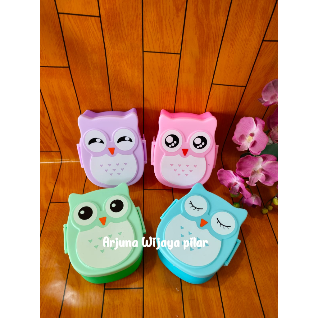 Lunch Box Owl 2 Sekat Kotak Makan Tempat Bekal Anak Burung Hantu FUKURO / Souvenir Ulang Tahun