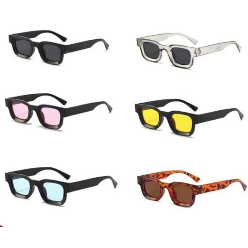 Kacamata Hitam UV400 Bingkai Kecil Persegi Gaya Vintage