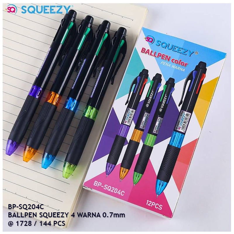 

Ballpoint 4 Warna Squeezy Ballpen Bolpoin 1 PAK ISI 12 PCS BP-SQ204C