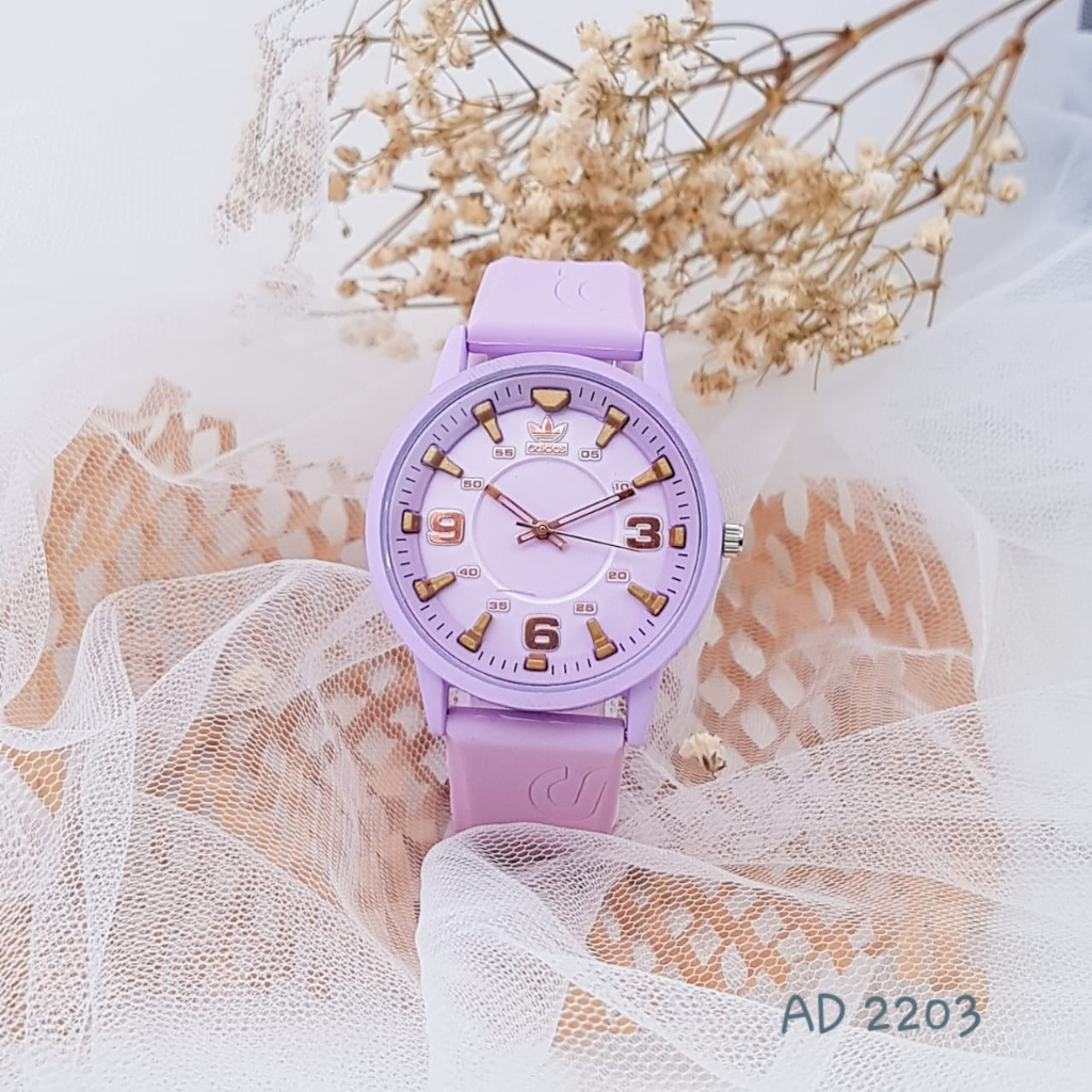 ( COD ) JAM TANGAN CASUAL PRIA DAN WANITA ADIDAS 2203 3,8CM TALI RUBBER FREE BOX KANCING