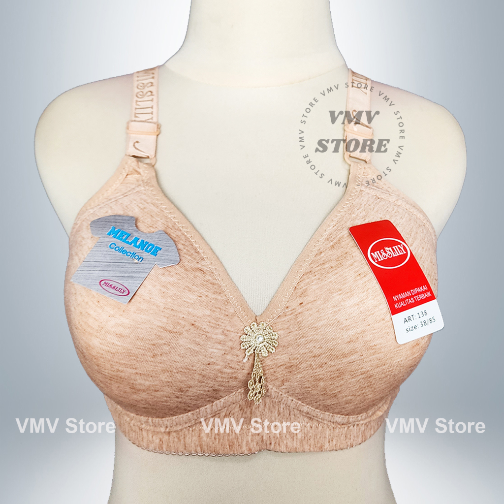 Bh Jumbo Misslily 138 Import Cup C Besar Kait 3 Tanpa Kawat Bra Busa Tipis Wanita Jumbo Kaos Lembut