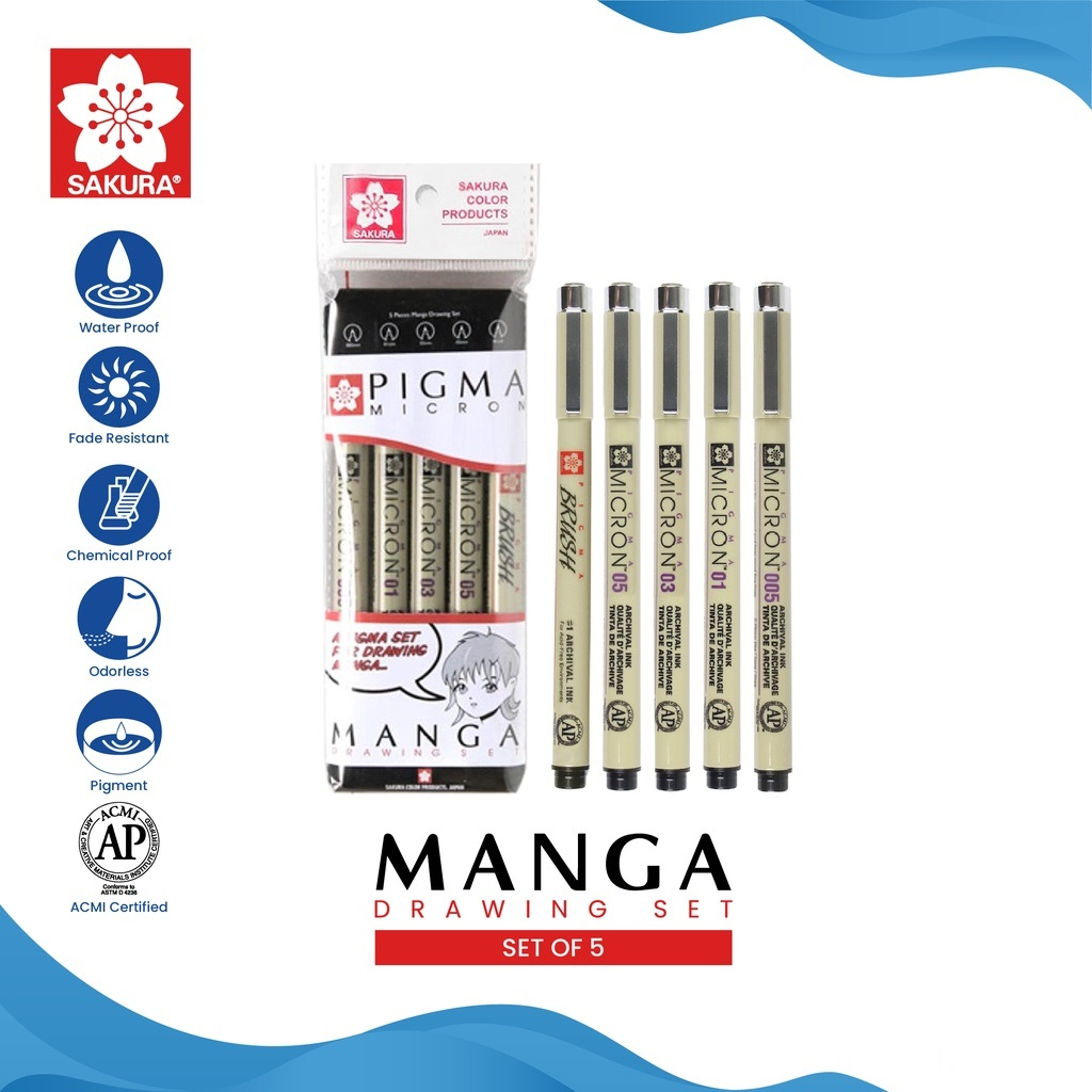 

Drawing Pen Sakura Pigma Micron Manga Set 5 / Pulpen Gambar / SAKURA PIGMA MICRON MANGA SET 5