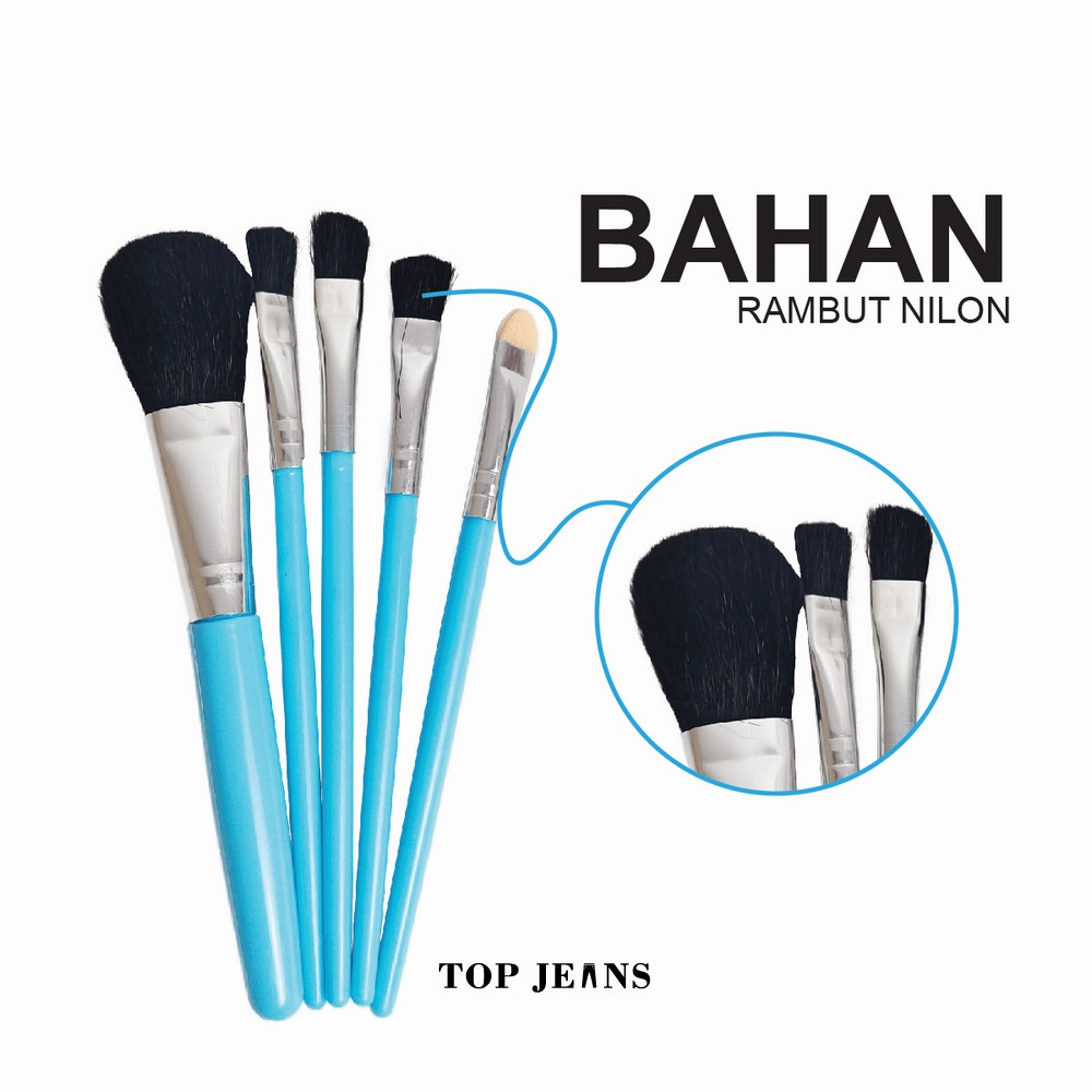 MAKE UP BRUSH 5IN1 KUAS RIAS MAKE UP BRUSH SET 5 IN 1 / KUAS BRUSH KOSMETIK TRAVEL BRUSH KUAS KECANTIKAN