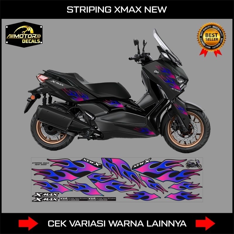 Striping Yamaha Xmax 250 New 2023 Motif Api Rainbow / Decal Stiker Motor Xmax 250cc Baru / Skotlet V