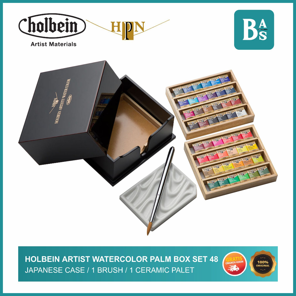 

Holbein Watercolor Halfpan Palm Box Set 48 Colors