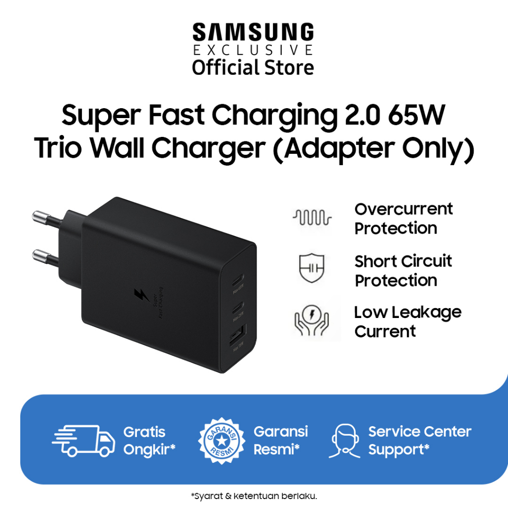 Samsung Super Fast Charging 2.0 65W Trio Wall Charger (Adapter Only)