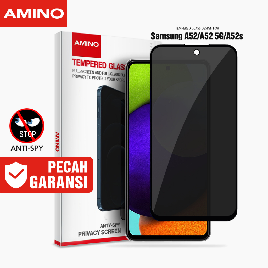 AMINO Anti Spy Tempered Glass Untuk Samsung A52 5G / A52S Antispy Antigores / Anti Gores / Anti Gores Screen