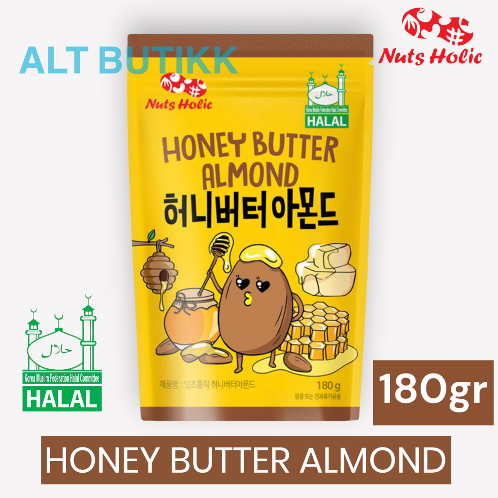 

NUTS HOLIC HONEY BUTTER ALMOND 180 GR | SNACK KACANG ALMOND | PRODUCT OF KOREA