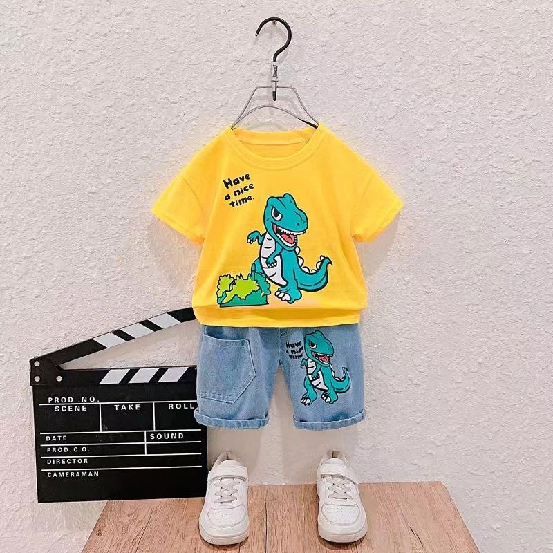 REAL VIDEO SR2307 Setelan Jeans Anak Laki Laki Trex ( 1-5 TAHUN ) 4WARNA / PK / Baju Anak Keren / Pa