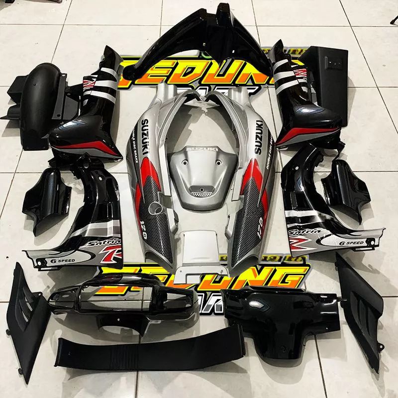 Body Satria Lumba Hitam Silver Full Set Halus Suzuki Satria Lumba Cover Bodi Halus Fullset Satria Lu