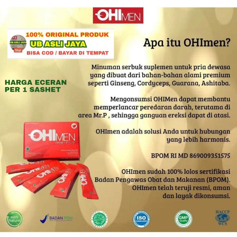 Ohimen Ohi Men eceran 1 sashet vitalitas pria BPOM original