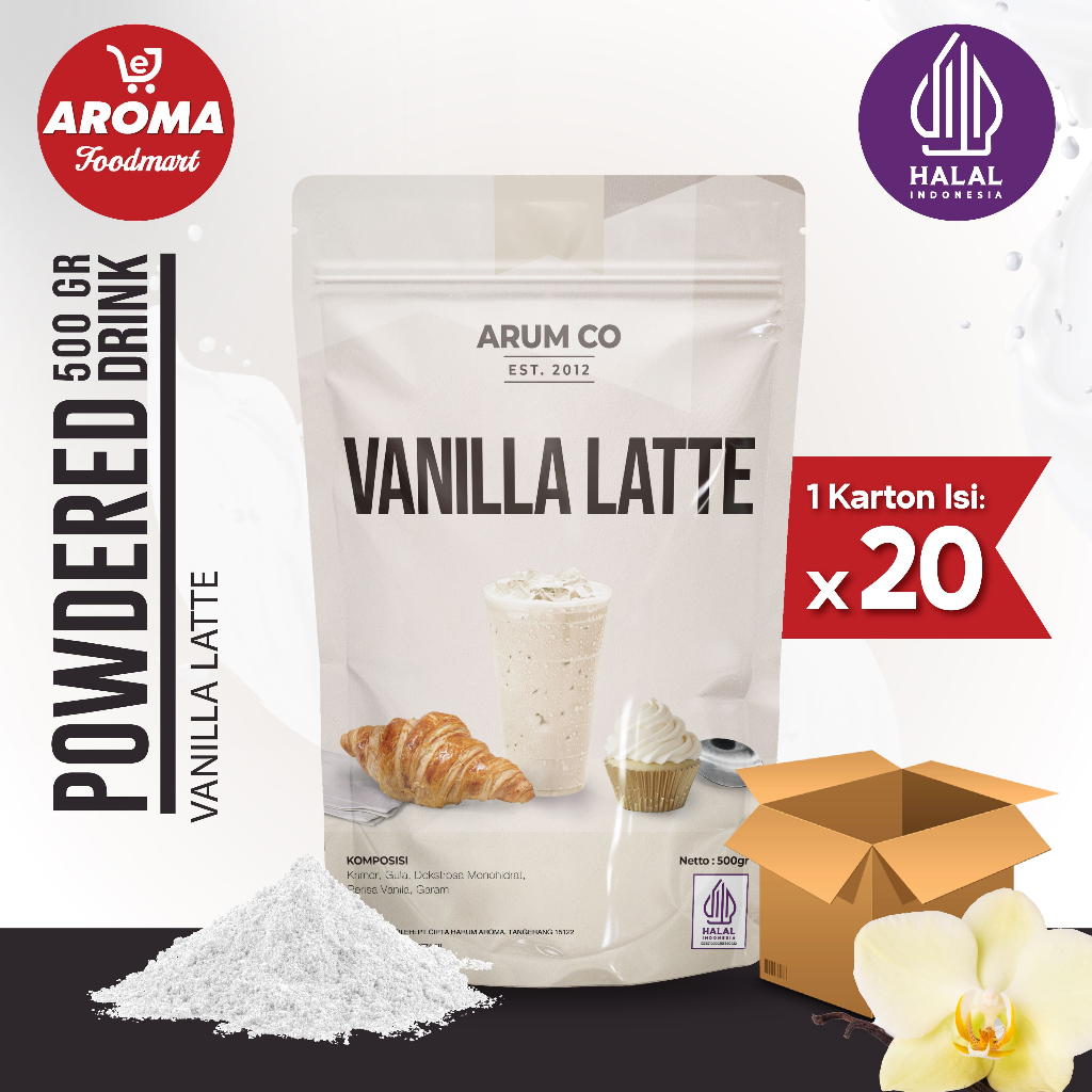 

1 Karton Arum Co Bubuk Vanilla Latte Powder 500gr Serbuk Vanilla Latte