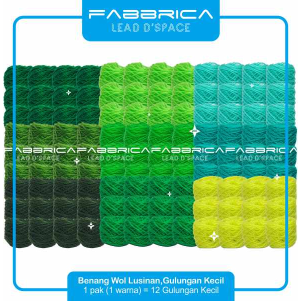 Fabbrica - Benang Wol Vonel Lusinan 12pcs Kecil Lumut Hijau / Benang Wool Rajut Sulam Kristik Vonel 