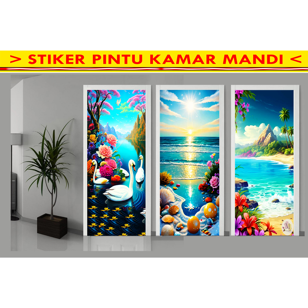 STIKER PINTU KAMAR MANDI, STIKER PINTU TOILET, WALLPAPER PINTU WC