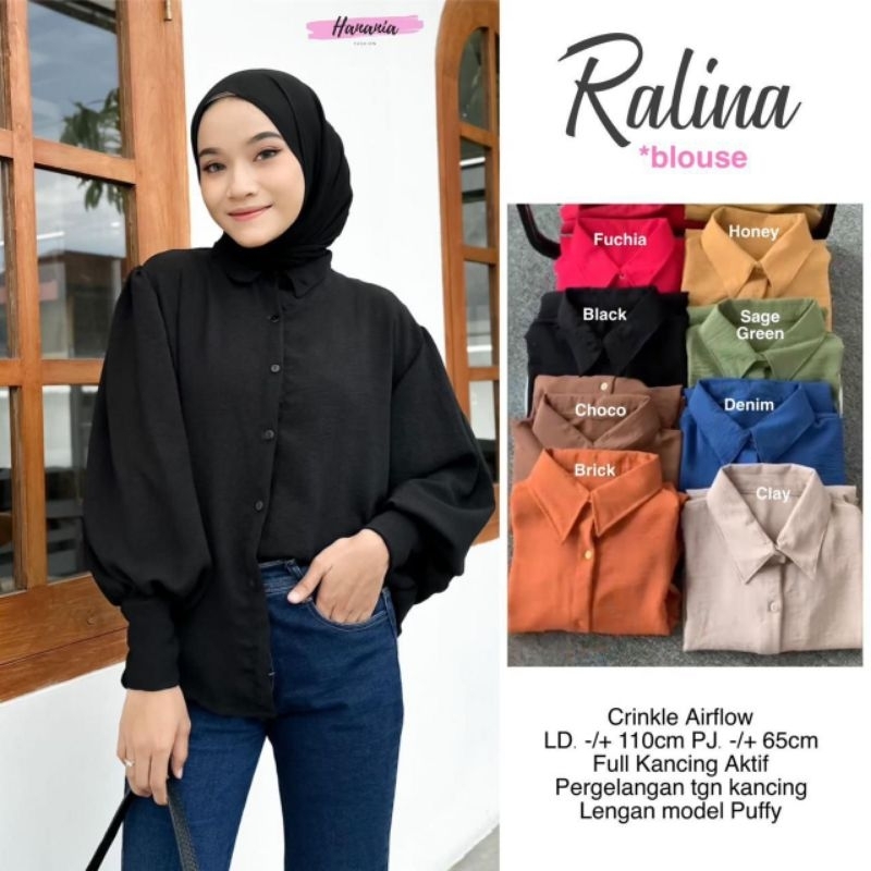 RALINA BLOUSE ATASAN WANITA MODEL LENGAN BALON BY HANANIA [BISA COD]