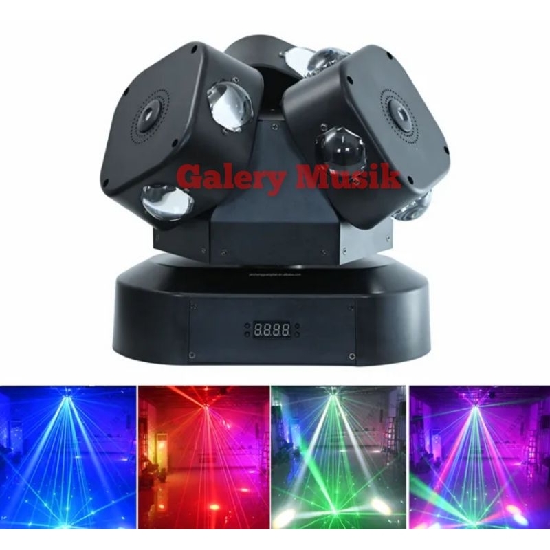 Moving Head Beam Led 3 Head 12 Led Beam, Laser,  Bar, Cafe, DLL
