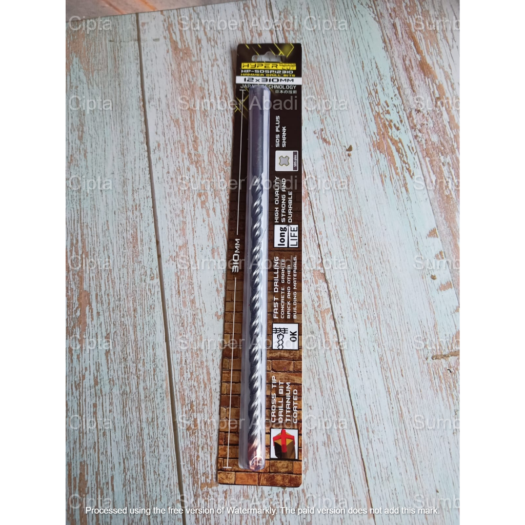 HYPER 12 x 310 MM Mata Bor Beton Tembok Colok Cross SDS Plus