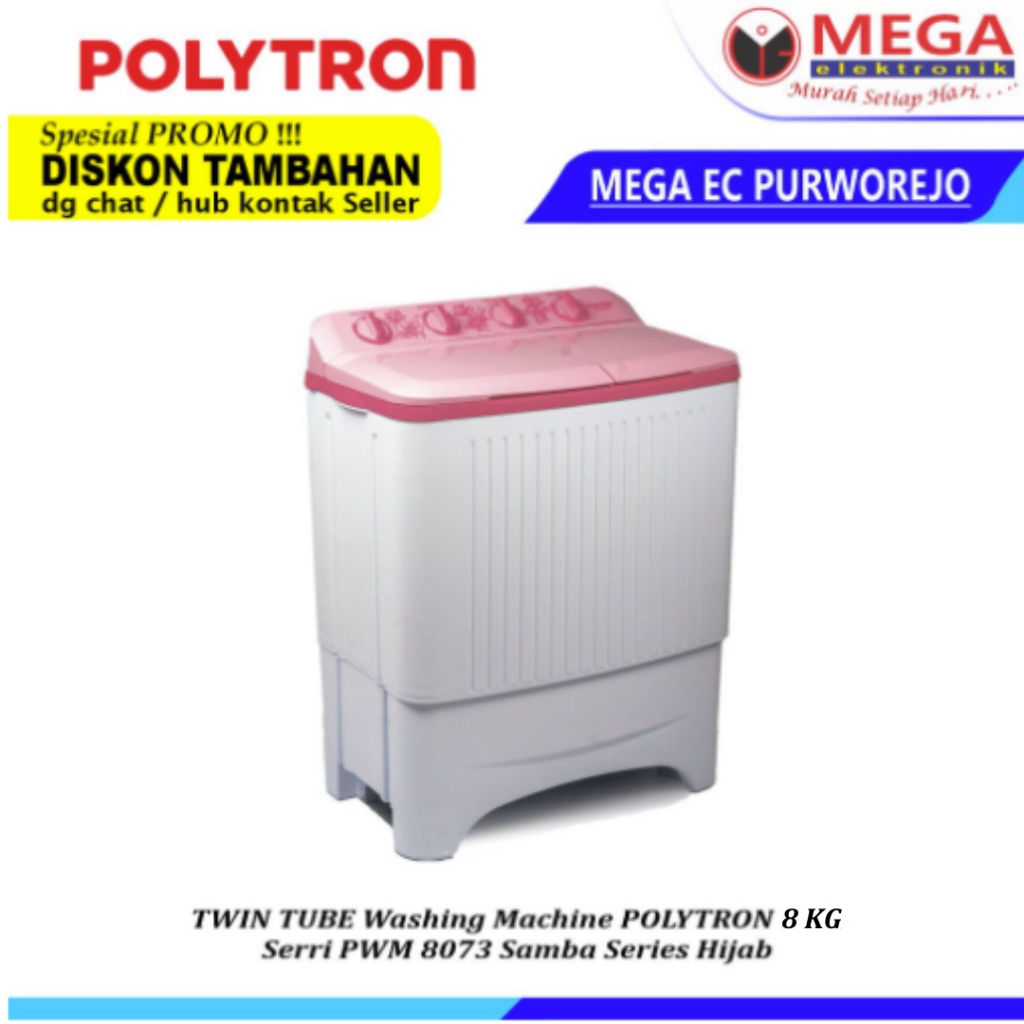 MESIN CUCI POLYTRON 2 TABUNG SERI PWM-8073 KAPASITAS 8KG PROMO