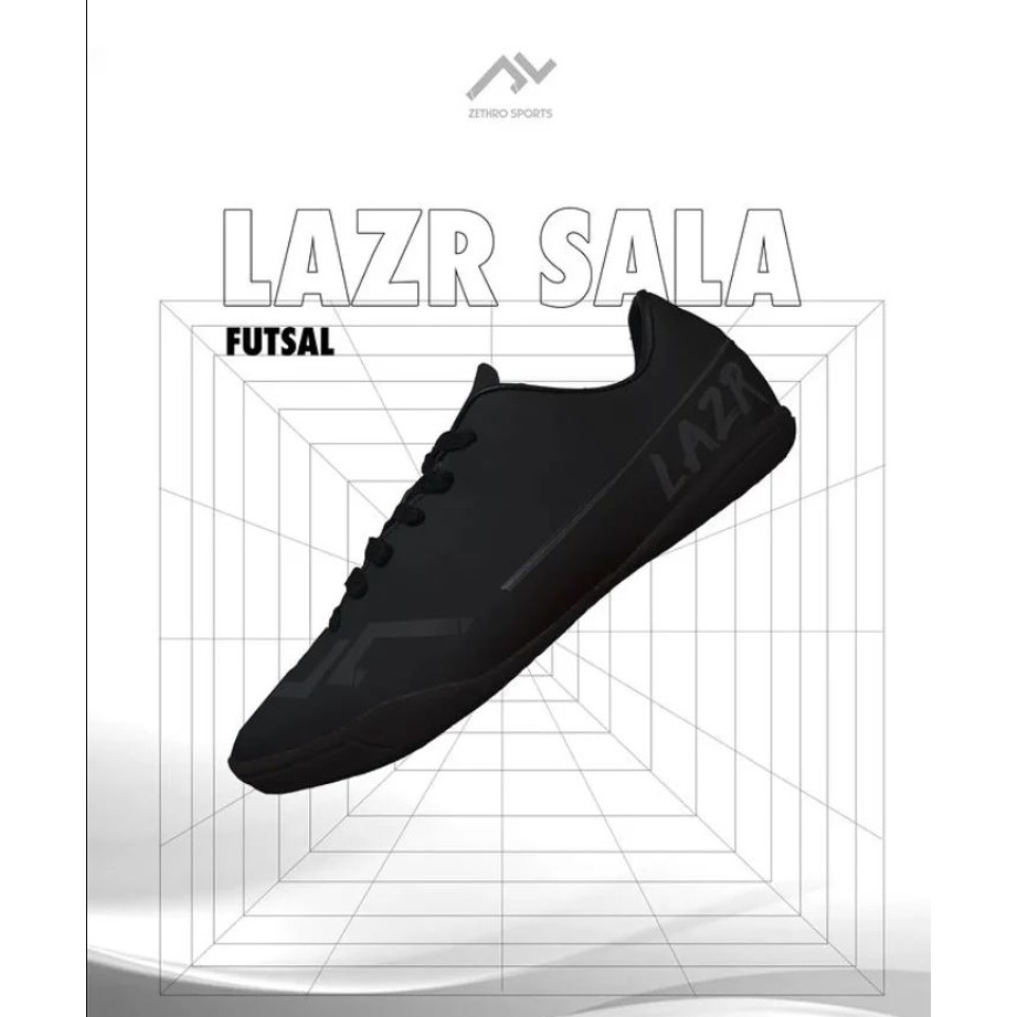 SALE Sepatu Futsal ZETHRO LAZR All Black Shoes Original Only