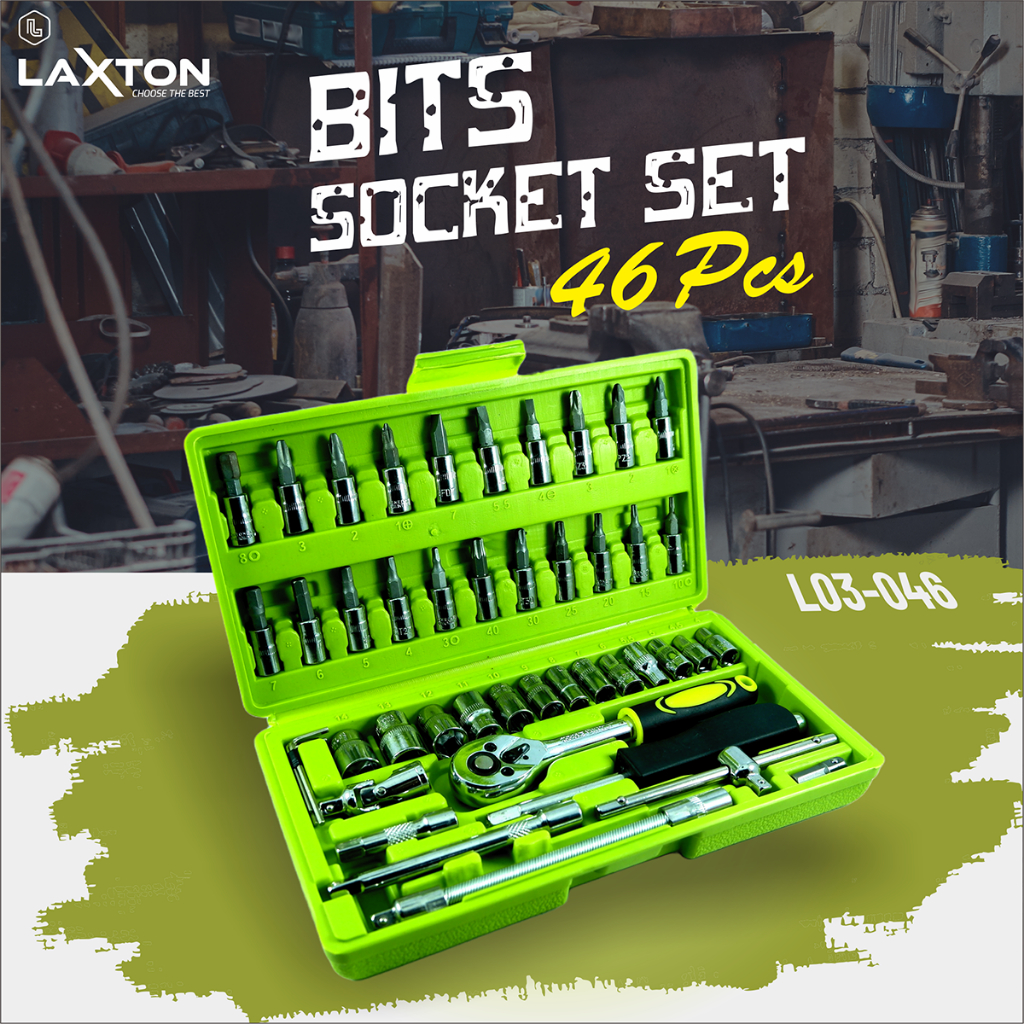 LAXTON kunci sok shock set motor socket 46 pcs L03-046 MURAH LARIS