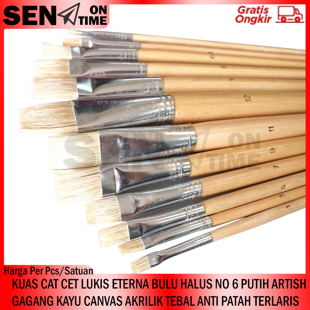 

KUAS CAT NO 6 BRUSH LUKIS ETERNA MASTONA PUTIH WHITE CET AIR ACRYLIC AKRILIK KANVAS CANVAS CET MINYAK BRUS GEPENG ACRILIK ARTISH ARTIST KOAS RUNCING RATA BULAT MIRING GAMBAR PAIL NAIL ART 679 NYLON NILON FLAT