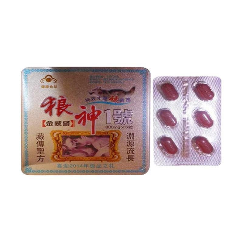 Red-500 Stamina Pria Asli Obat Kuat Cina Srigala Merah Isi 6 Tablet Ampuh