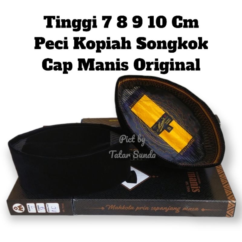 Peci Hitam Cap Manis Ori Tinggi 7 8 9 10 HM. TOHA Set perlengkapan sholat Songkok Kopiah Hitam AC Ma