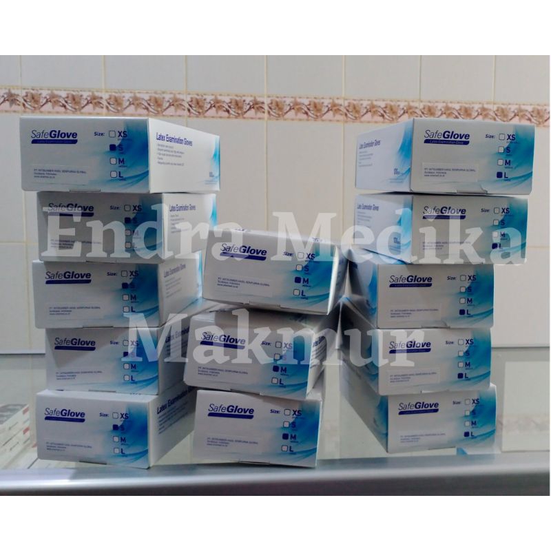 Sarung Tangan Karet Safe Glove Latex Exammination Safeglove HandScoon Isi 100 Pcs
