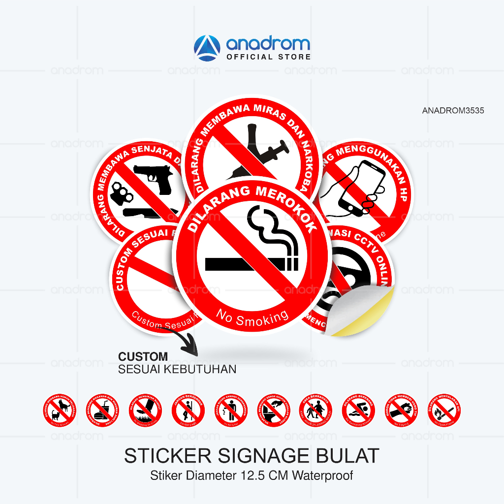 

Sticker Signage Bulat | Kumpulan Sticker Signage Terlengkap | Size 12.5 Cm Waterproof | Anadrom 3535