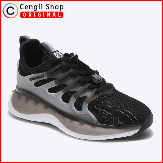 EM46 SEPATU PRIA SNEAKER EVERBEST ORIGINAL SNEAKERS KASUAL KETS ASLI ORI HITAM