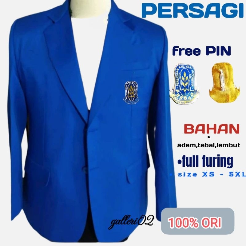 JAS PERSAGI BIRU ELEKTRIK PRIA WANITA GRATIS PIN (sudah dipasang logo bordir)