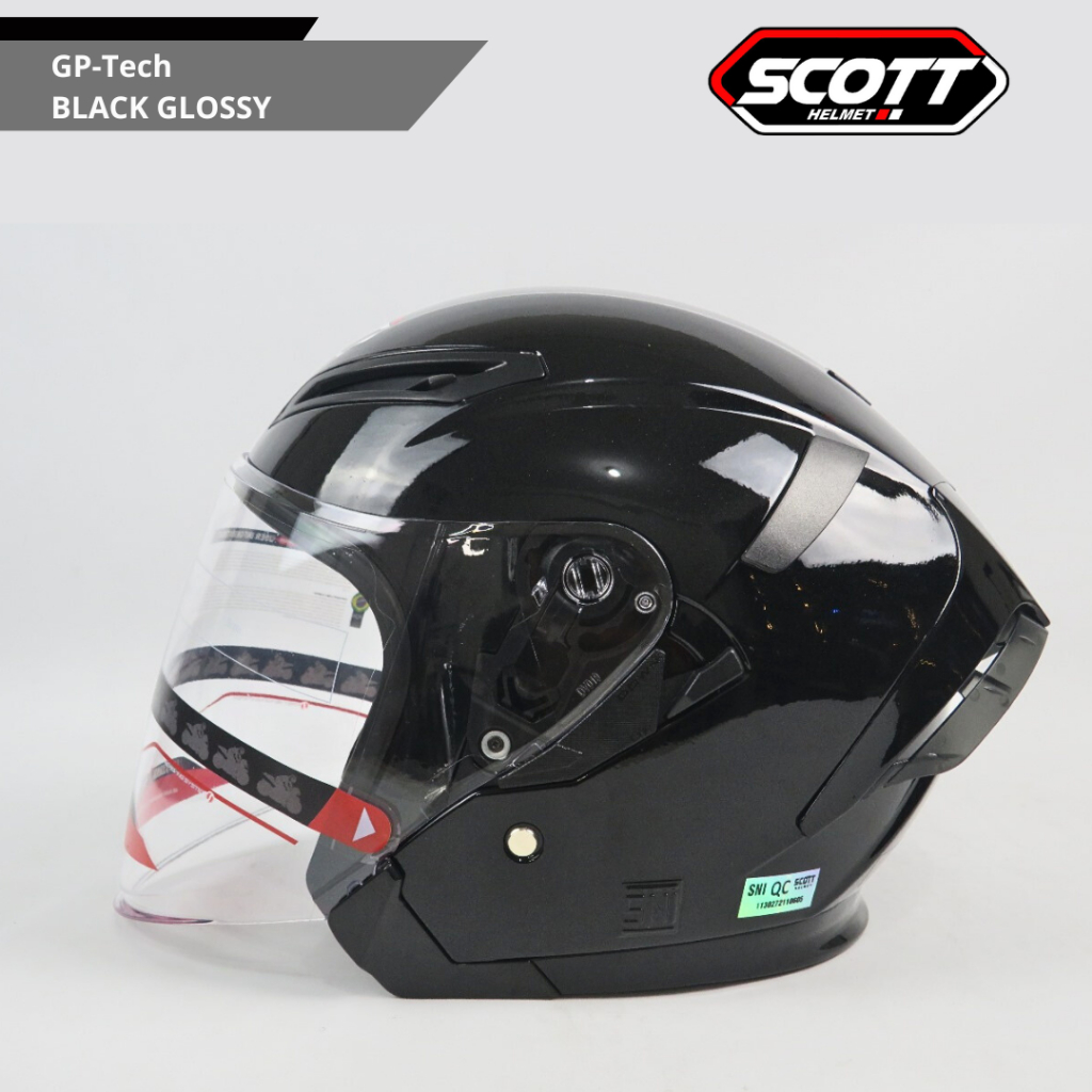 Scott - Helm Half Face Dewasa GP-Tech SNI / Black Glossy