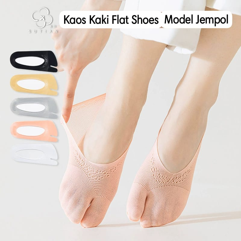 Invisible Socks 2 jari Kaos Kaki Tapak Jempol Pori Kaos Kaki Flat Shoes Import Hidden Socks Bahan El