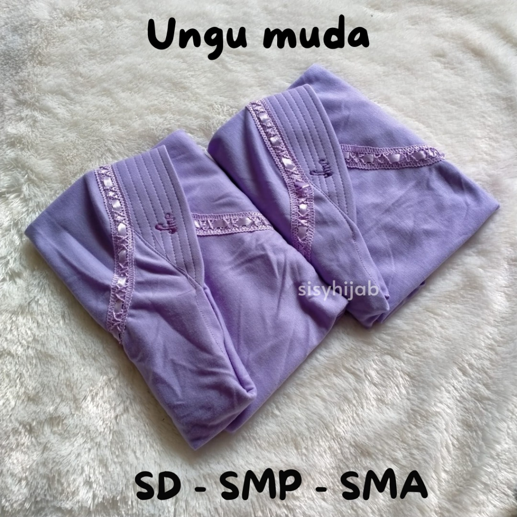 Jilbab Serut Sekolah Anak Jilab Sekolah Ungu Muda Pita PAUD TK SD SMP SMA By Sisyhijab