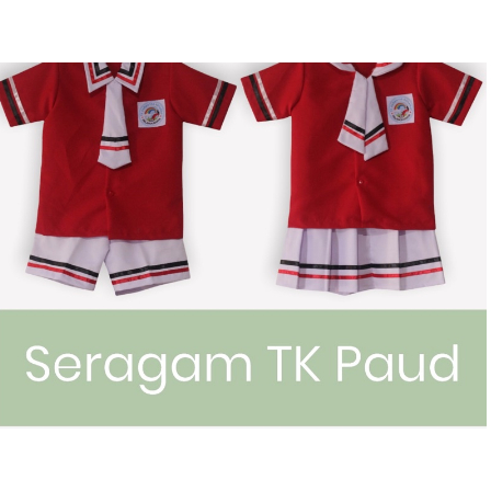 SERAGAM TK PAUD GAYA KOREA MERAH PUTIH