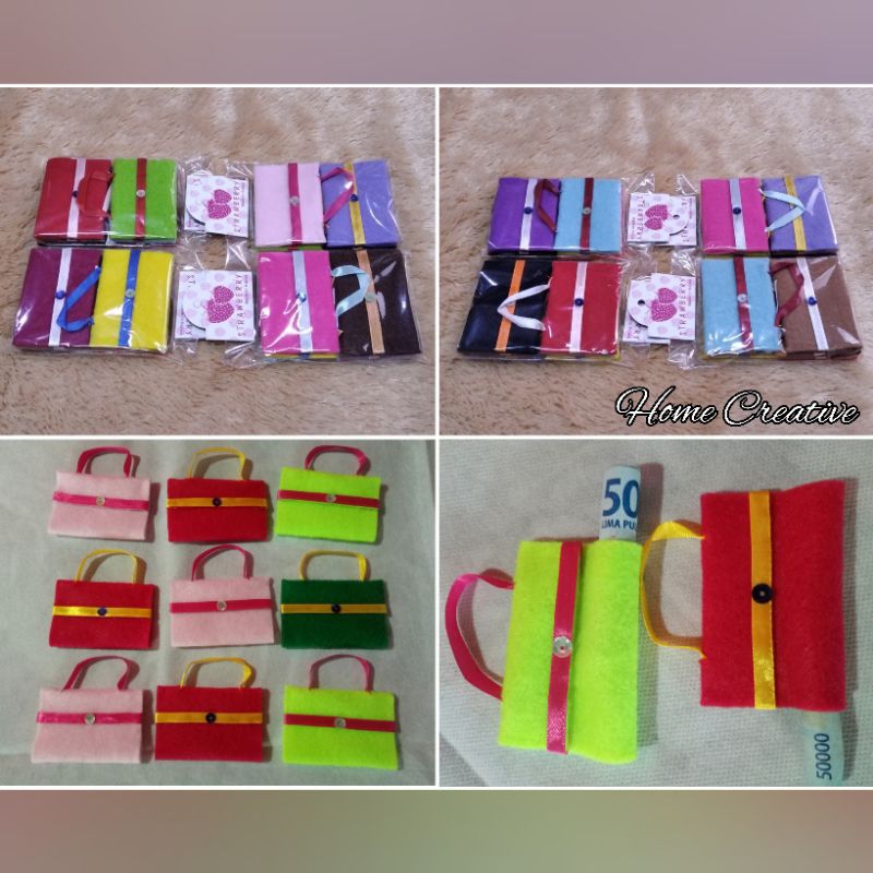 

Amplop Tas Flanel / Amplop Lebaran / Angpao Flanel Lebaran PER PACK isi 6 Warna Random