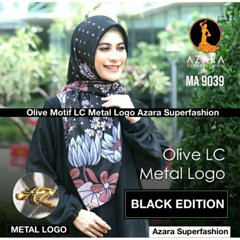 10 Biji Jilbab Segi Empat Azara Motif Voal Oskara LC Laser Cut Azara Superfashion