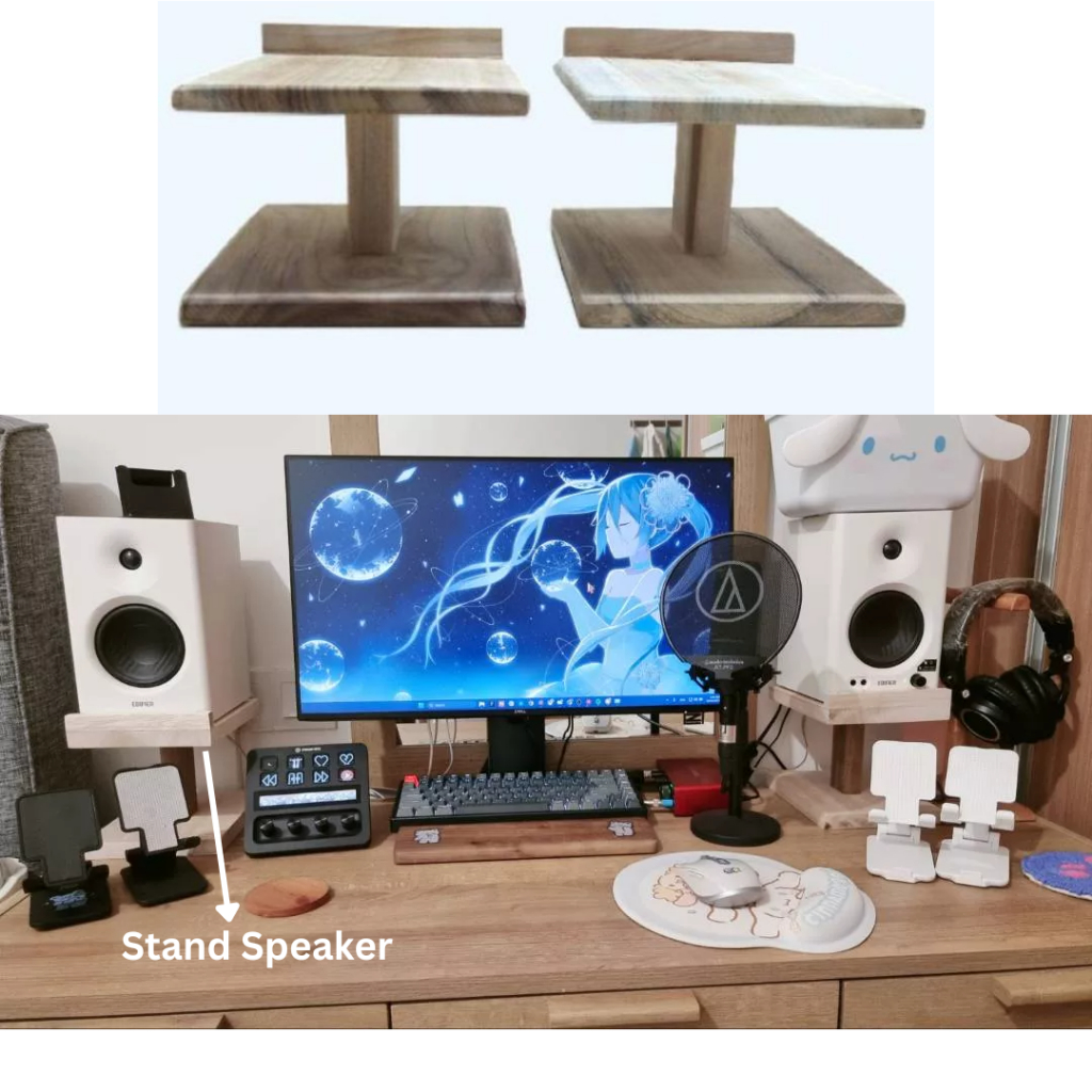 wood stand speaker monitor computer speaker stand table monitor Stand Speaker Aktif Meja Sound Monit