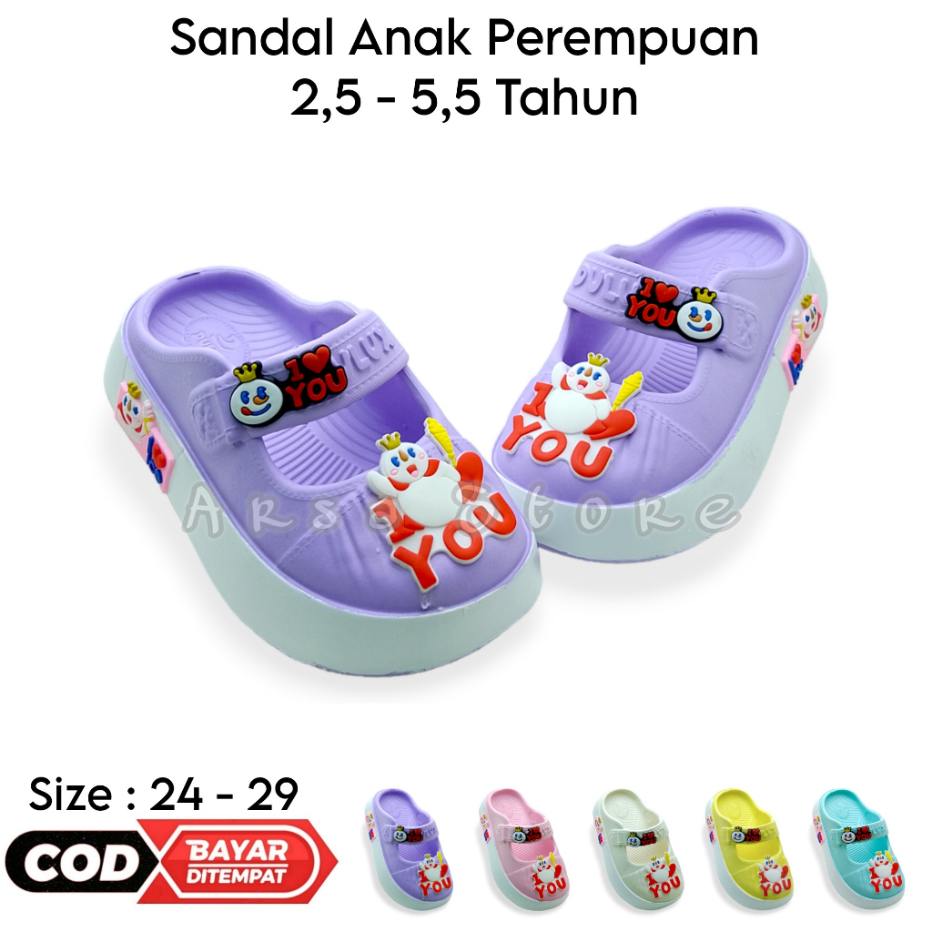 Sandal Lucu Anak Perempuan Karakter Miksue Terbaru / Sendal Selop Anak Cewek Umur 3 4 5 6 Tahun