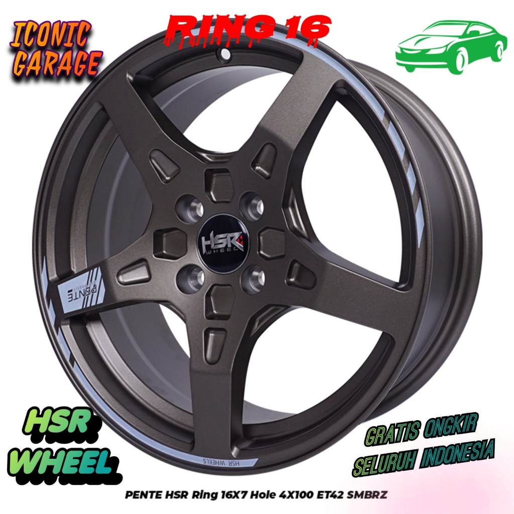 velg/pelek mobil hsr pente ring16 untuk mobil jazz, yaris, brio, agya.