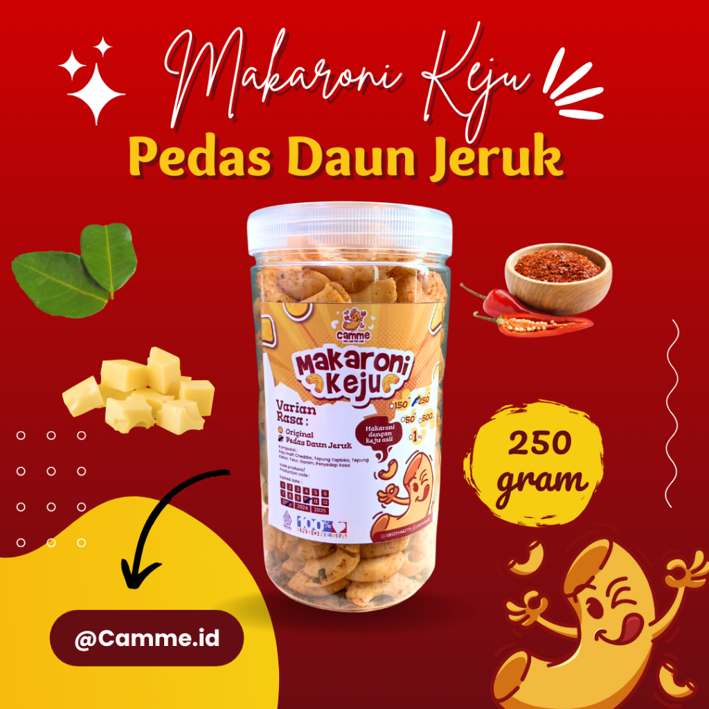 

Makaroni Keju Pedas Daun Jeruk 250gr Homemade | Keju Cheddar dan Edam