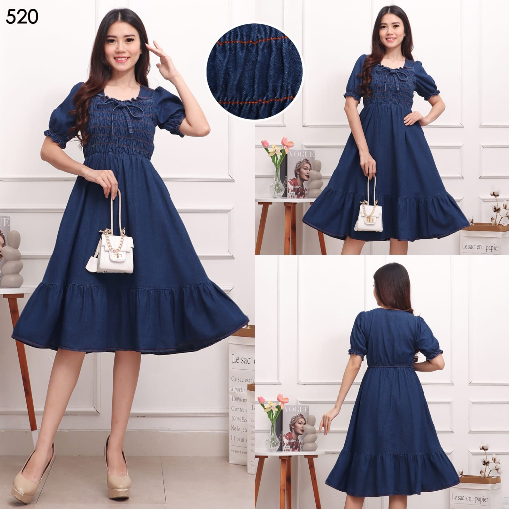 BISA COD/Dress Jeans/terusan jeans wanita/dress jeans perempuan/terusan dress wanita/midi dress wani
