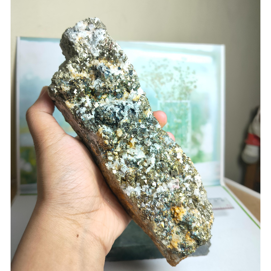 Natural Pyrite Quartz Crystal Cluster (1)