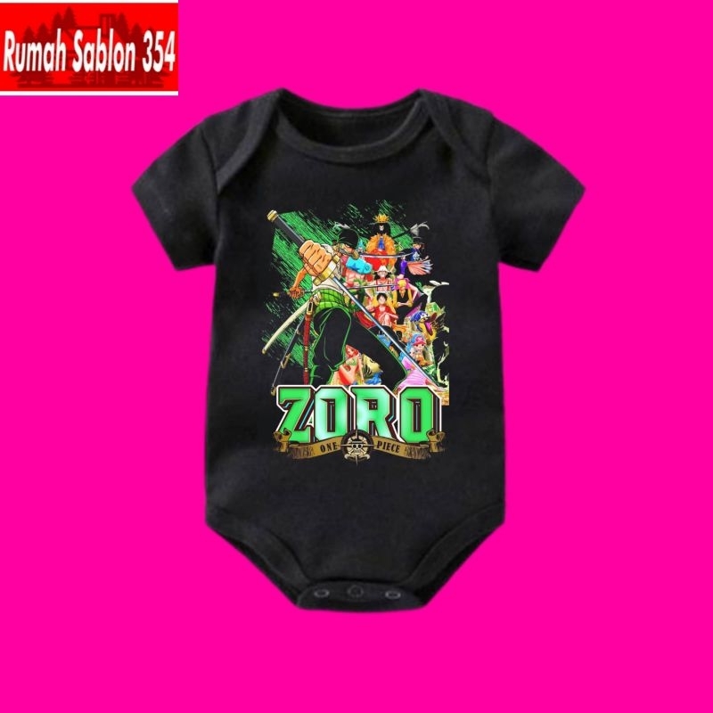 BAJU BAYI ZORO LOGO ONE PIECE | JUMPER BABY JUMPER ZORO ONEPIECE | KAOS ANAK | ROMPER BAYI KATUN PRE