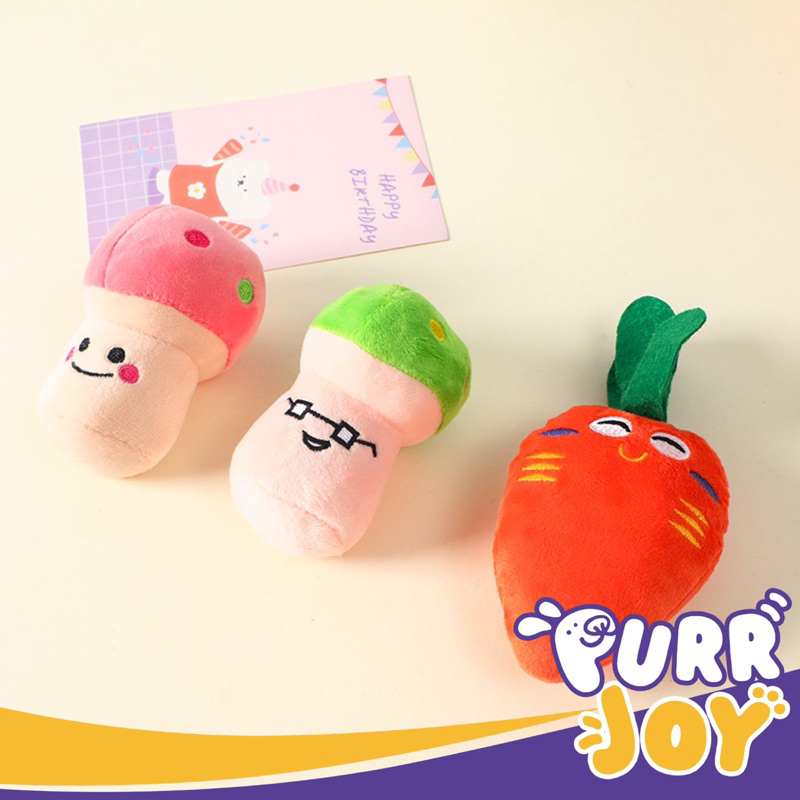 PURRJOY Boneka Mainan Hewan Peliharaan Anjing Kucing Bentuk Sayuran   Mainan Anjing Bersuara Lucu Murah Bagus   Boneka Mainan Anjing Tahan Gigitan  Pet Toys