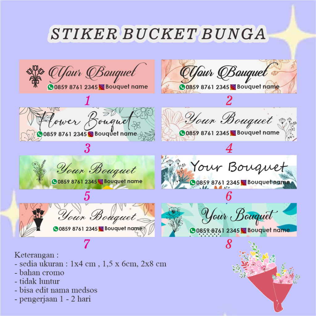 stiker bunga /  buket / bouquet / flower