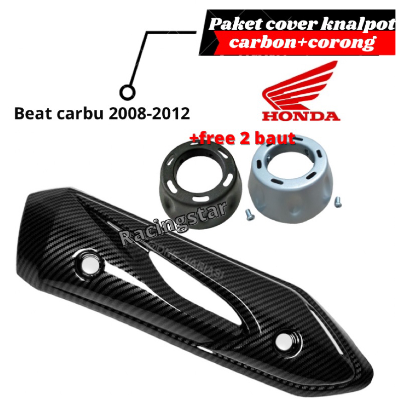 promopaket kover cover knalpot karbon beat carbu+corong knalpot end muffler+free 2 baut moncong knal