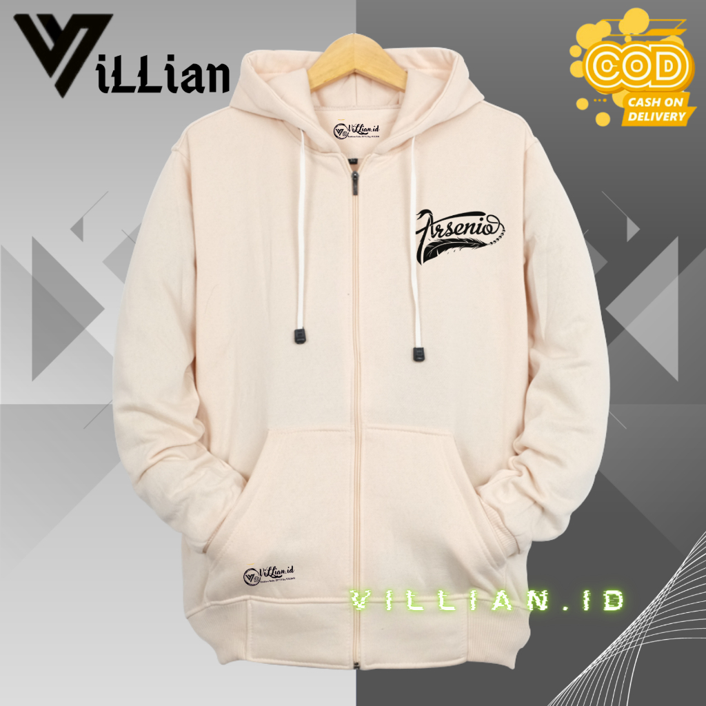 Jaket hoodie cowok bahan tebal Hoodie pria distro aesthetic warna cream Sweater hodie distro aesthet