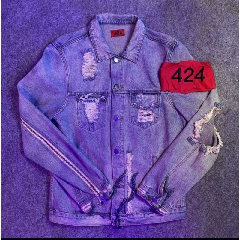 424 on Fairfax Distressed Denim Jacket (Oliver Sykes BMTH)